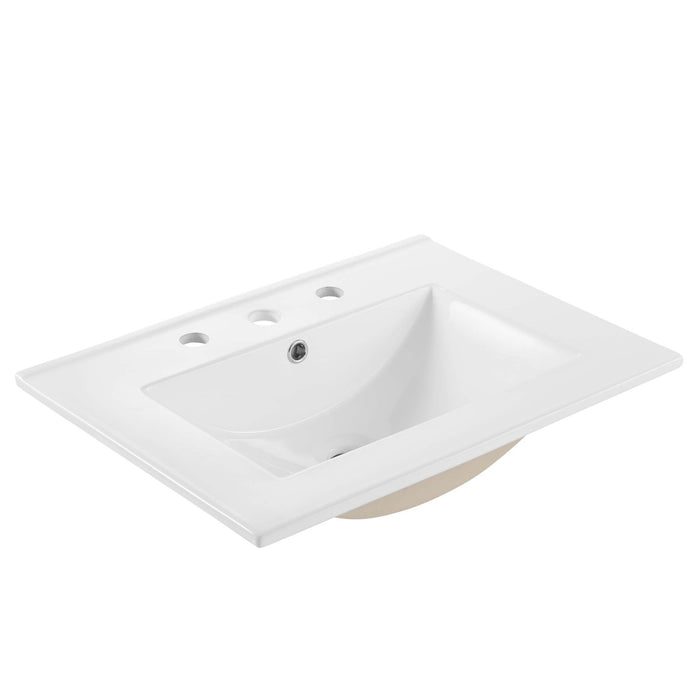 24 Inch Rectangular Demi Bathroom Sink by Modway – Compact Ceramic Vessel with Clean Edges