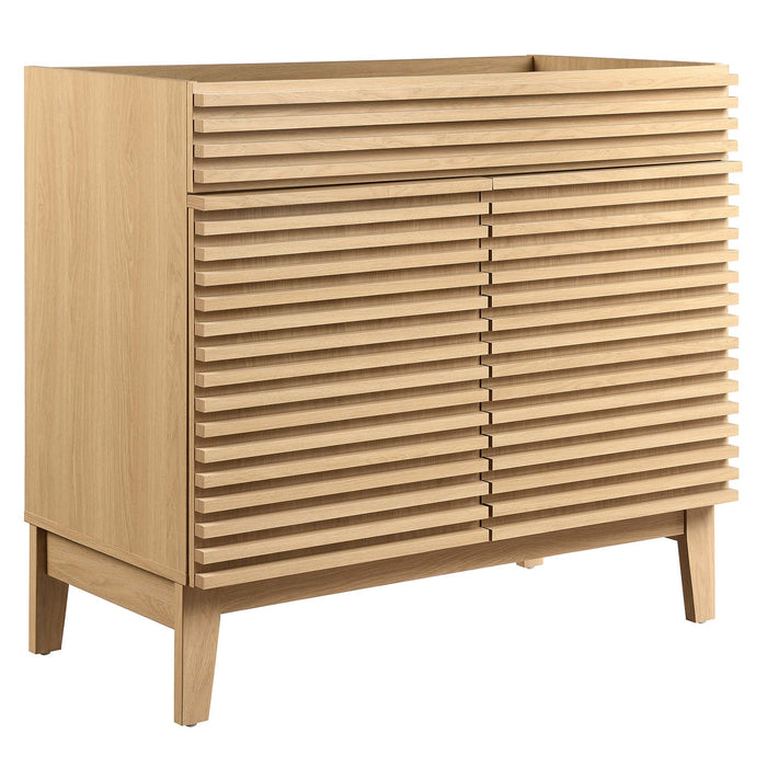 36-Inch Lucia Walnut Bathroom Vanity Cabinet – Slatted Front