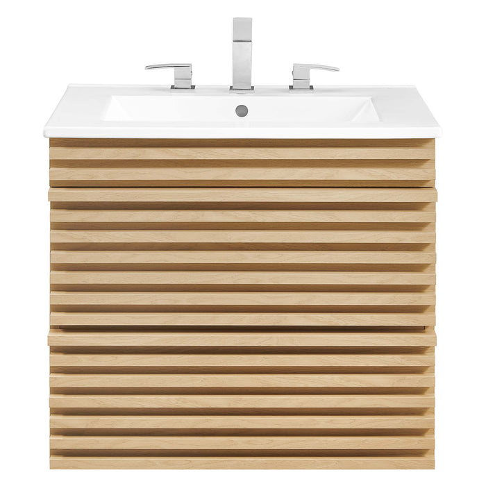 24-Inch Benson Wood Wall-Mount Bathroom Vanity – Modern Floating Cabinet
