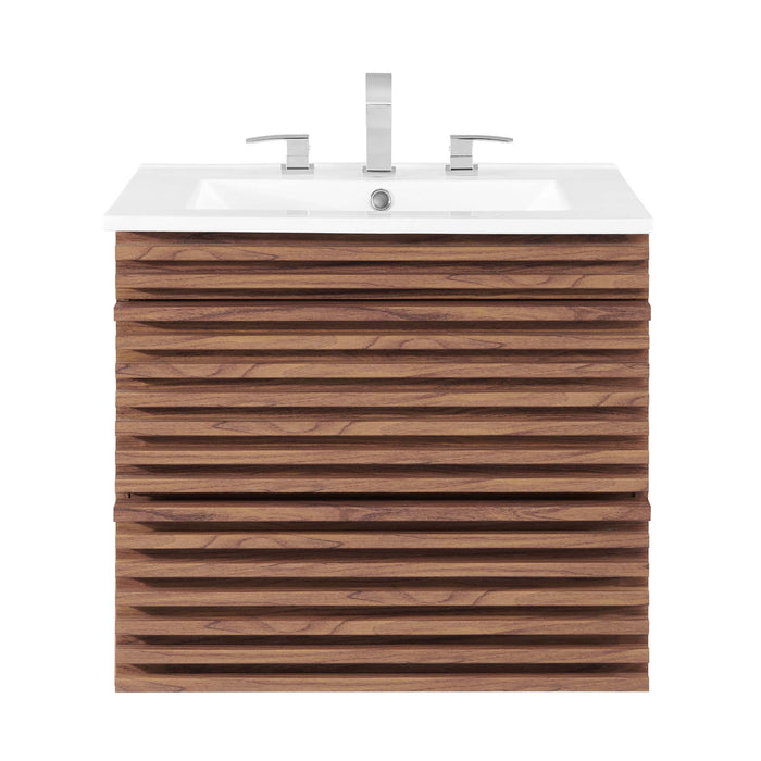 24-Inch Otis Wood Wall-Mount Bathroom Vanity – Modern Floating Cabinet with Shelf