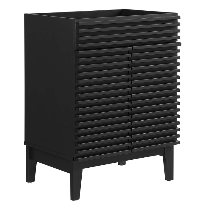 24-Inch Banjul Freestanding Vanity – Slatted Wood Bathroom Cabinet Without Basin