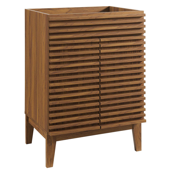 24 Inch Maxi Freestanding Vanity Cabinet – Slatted Wood Design, Basin Excluded