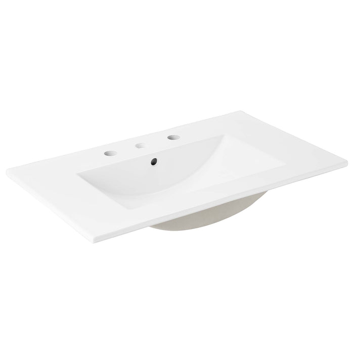 30-Inch Ethan Ceramic Bathroom Sink – Modern Rectangular Countertop Basin