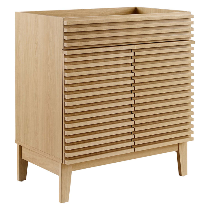 30-Inch Leaf Bathroom Vanity Cabinet – Engineered Wood, Slatted Doors