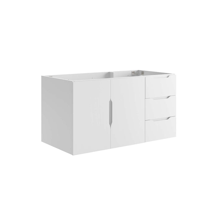 36-Inch Asleesh Large White Melamine Wall-Mount Bathroom Vanity Cabinet with Dual Drawers Sink Basin Not Included