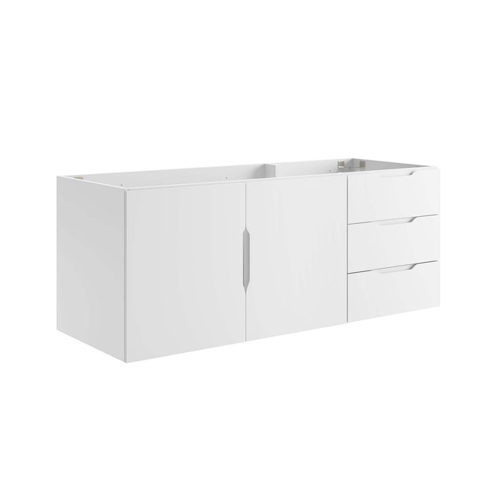 48-Inch Large White Wall-Mount Melamine Bathroom Vanity Cabinet Clean-Lined Style Single/Double Sink Ready No Sink Included