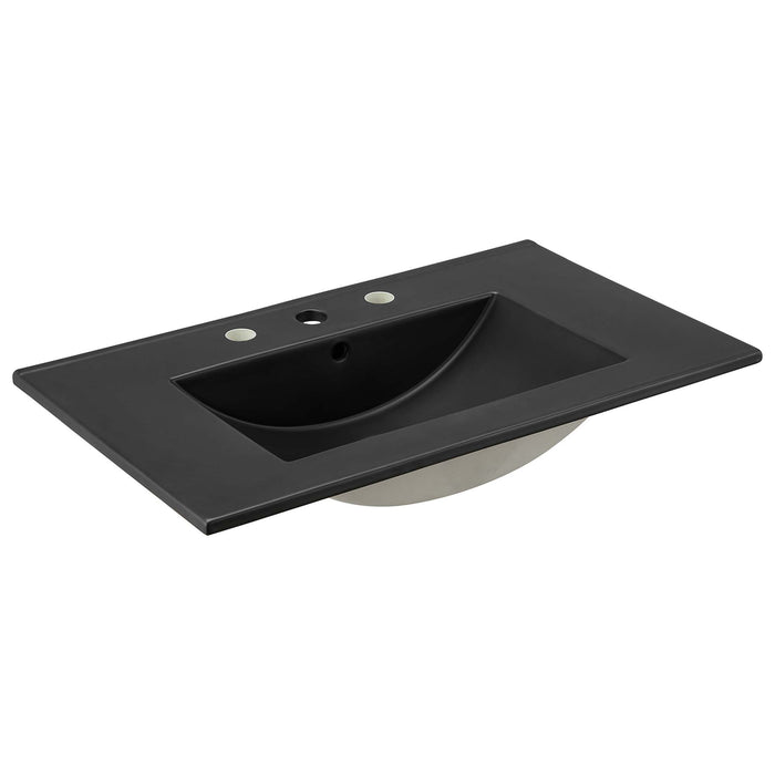 30-Inch Lilly Countertop Sink by Modway – White Ceramic Rectangular Bathroom Basin