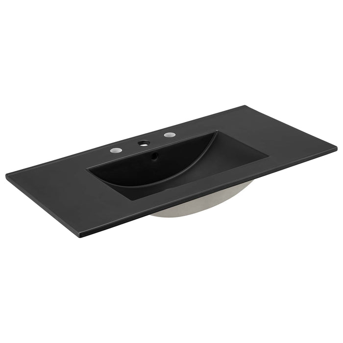 36-Inch Winna Bathroom Sink by Modway – Rectangular Ceramic Basin with Clean Edges