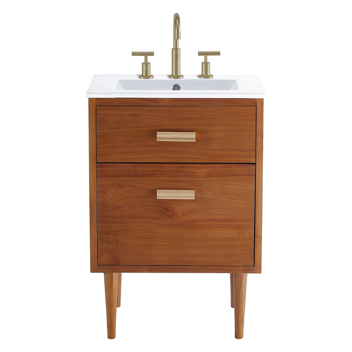 24-Inch Beecher Vanity – Compact Freestanding Wood Bathroom Cabinet with Resin Basin