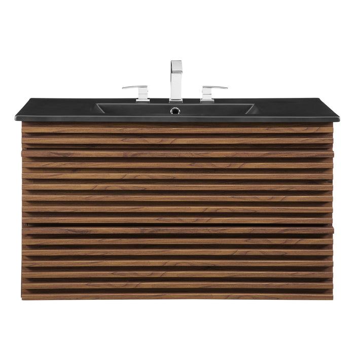 36-Inch Kastra Wall-Mounted Bathroom Vanity – Slatted Front, Floating Design