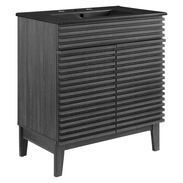 30-Inch Damask Engineered Wood Vanity – With Open Shelf Storage
