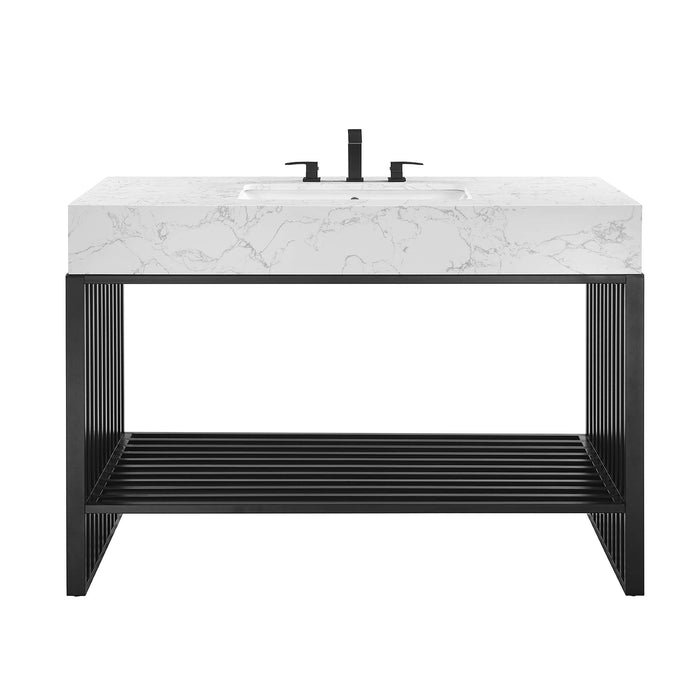 48-Inch Thadius Bathroom Vanity – Freestanding Wood Cabinet with Shelf