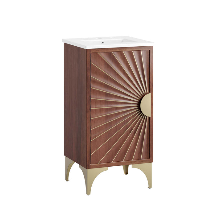 18-Inch Hobson Bathroom Vanity – Contemporary Wood Frame with Built-In Basin and Open Shelf