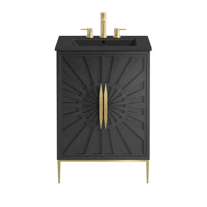 24-Inch Lewis Bathroom Vanity – Sleek Wood Design with Sink and Storage Shelf