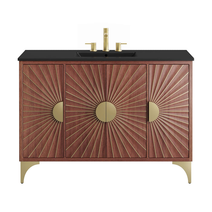 48-Inch Sunray Modern Bathroom Vanity – Sleek Wood Frame with Resin Basin and Bottom Shelf