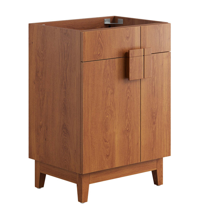 24-Inch Richfield Modern Bathroom Vanity Cabinet Particleboard Walnut Finish Cabinet Only Sink Not Included