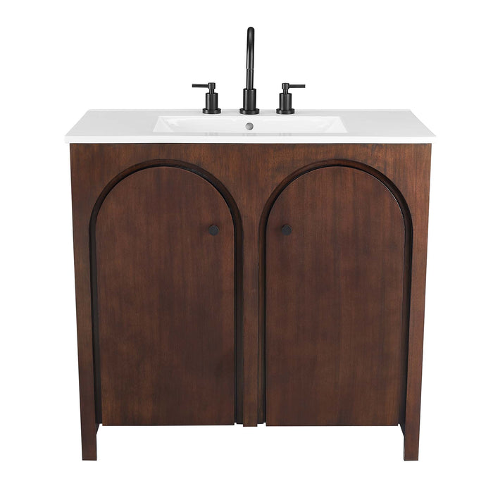 36-Inch Jonco Bathroom Vanity – Minimalist Wood Vanity with Built-In Sink and Soft-Close Doors