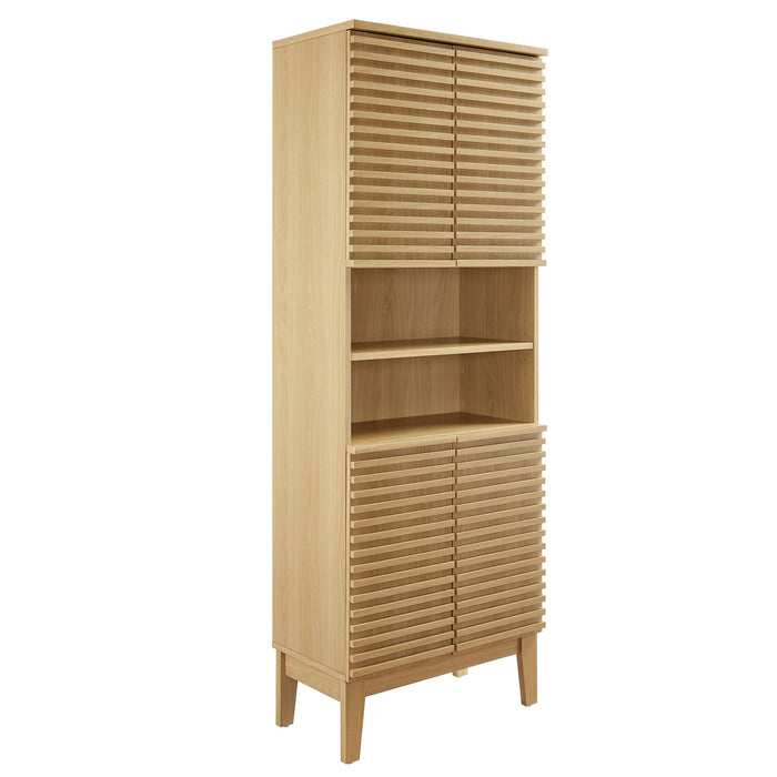 Silvius Tall Bathroom Storage Cabinet – Wood Grain Finish, Space-Saving Design