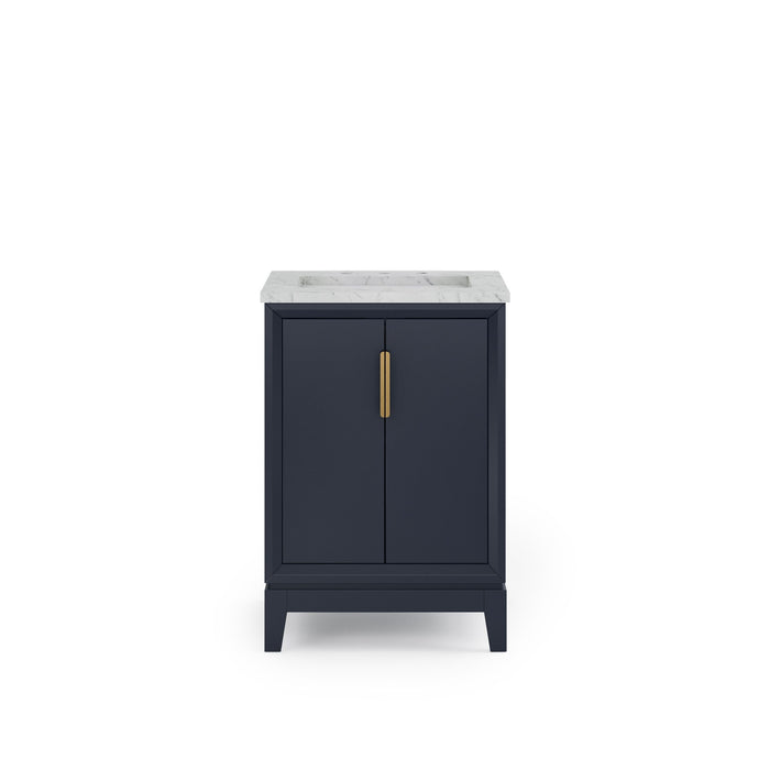 24" Carrara White Marble Sable Bathroom Vanity - Monarch Blue with Satin Gold Hardware