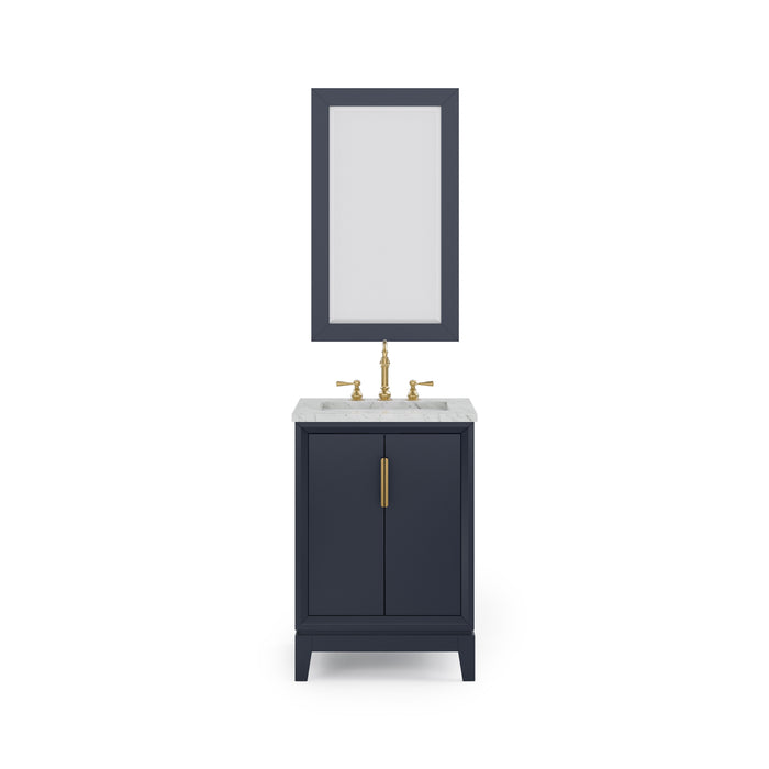24-Inch Holif Single Sink Vanity Carrara Marble Monarch Blue Complete with Mirror Set
