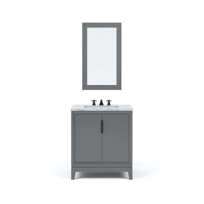 30" Thalian Freestanding Vanity in Cashmere Grey - Carrara White Marble Top with Faucet & Mirror