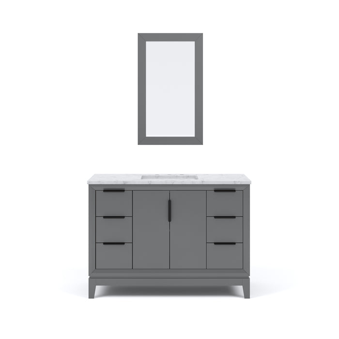 48 Inch Carrara White Marble Ashen Vanity Cashmere Grey Soft Close Bronze Faucets with Mirror