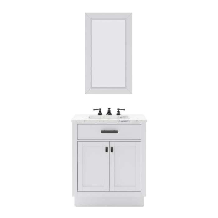 48" Fairmont White Marble Countertop Bath Vanity Single Sink Hardwood Cabinet with Soft-Close Storage