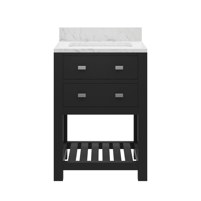 24 Inch Paloma Espresso Bathroom Vanity with Carrara White Marble Countertop Single Sink