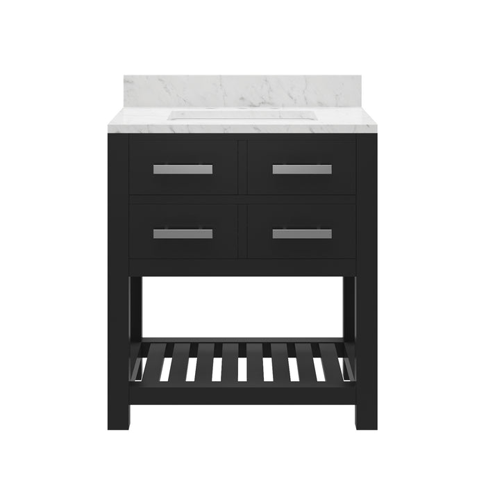 30 Inch Espresso Sabine Bathroom Vanity Carrara White Marble Single Undermount Sink