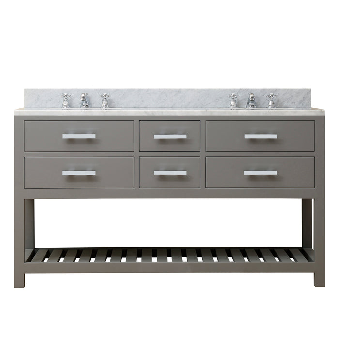 60" Ariana Double Sink Carrara White Marble Bathroom Vanity - Cashmere Grey with Chrome Hardware