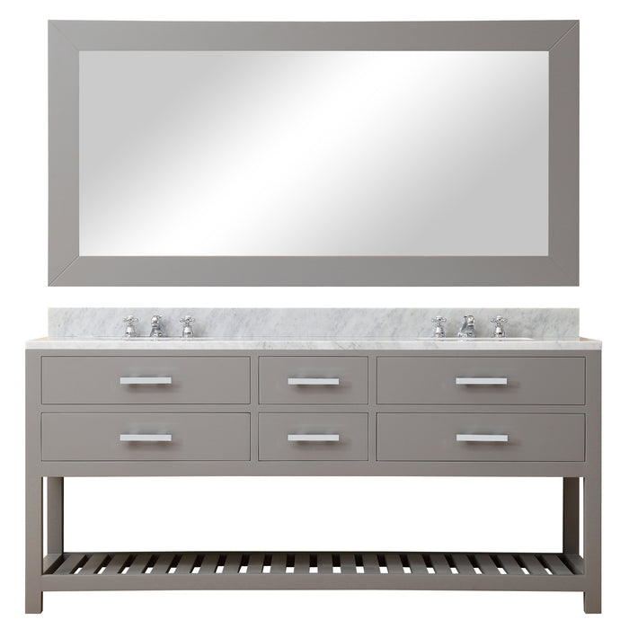 72 Inch Camilla Carrara Marble Double Vanity Cashmere Grey Transitional Style with Mirror