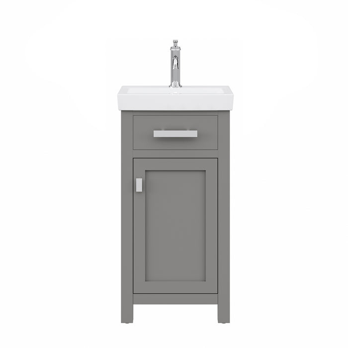 18 Inch Summon Hardwood Transitional Bathroom Vanity Cashmere Grey Soft Close Chrome Hardware