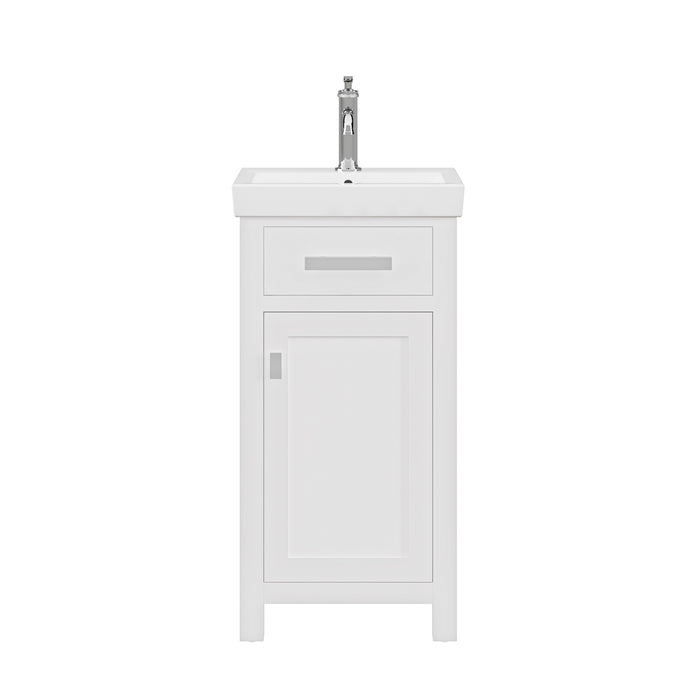 18-Inch Ceramic Convene Bathroom Vanity Pure White Integrated Sink