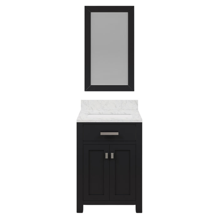 24" Fallon Carrara Marble Single Sink Bathroom Vanity Espresso with Chrome Hardware & Mirror