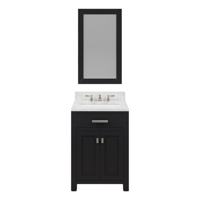 24" Lyra Espresso Hardwood Bathroom Vanity Combo - Single Sink Carrara White Marble Countertop with Mirror & Faucet Se