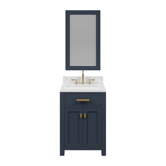 24" Arlo Bathroom Vanity in Monarch Blue - Carrara Marble Top with Faucet & Mirror Included