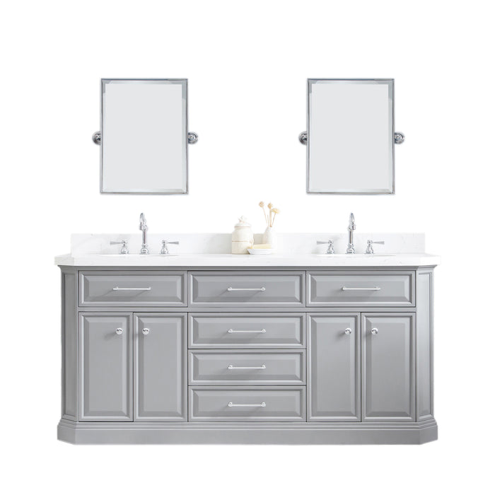 72" Double Sink Ideal Vanity – Cashmere Grey with Chrome Hardware & Rectangular Mirrors
