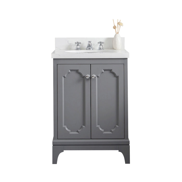 24-Inch Miles Grey Bathroom Vanity – Quartz Countertop & Sleek Chrome