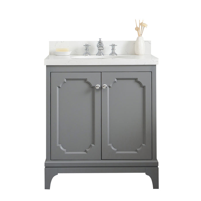 30-Inch Silas Single Sink Vanity – Carrara Quartz, Chrome & Waterfall Faucet