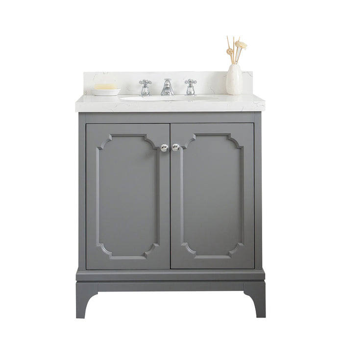 30-Inch Lina Carrara Quartz Vanity – Cashmere Grey with Chrome Hardware