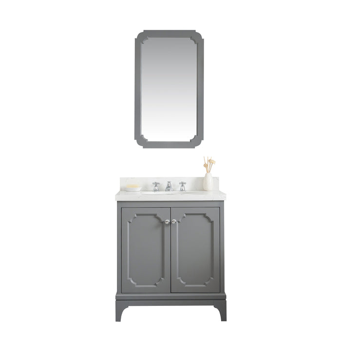 30-Inch Amina Vanity – Quartz Countertop with Mirror & Classic Chrome Faucet