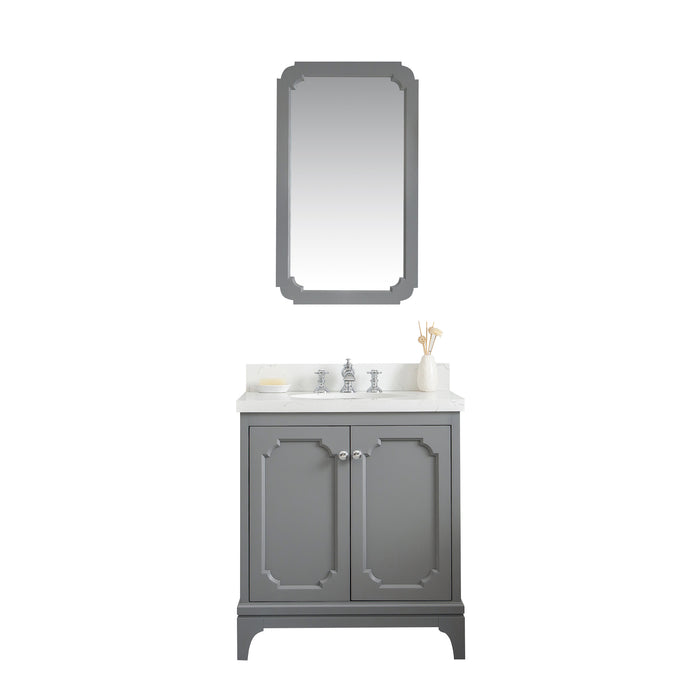 30-Inch Aliza Single Sink Vanity – Cashmere Grey Finish with Waterfall Tap & Accent Mirror