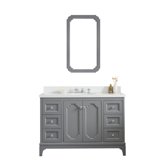 48-Inch Carrara Quartz Nimba Sink Vanity – Chrome Hardware with Mirror & Classic Faucet