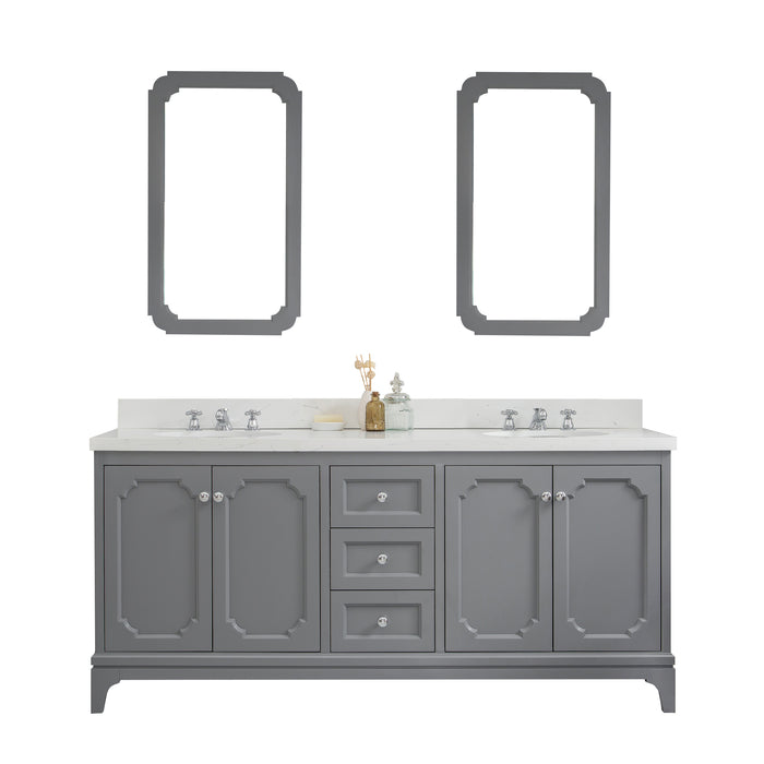 72-Inch Emmeline Double Sink Vanity Cashmere Grey Carrara Quartz Chrome Hardware