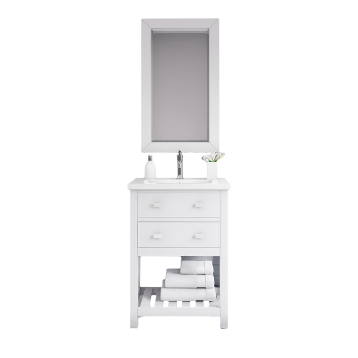 24-Inch Integrated Jubil Sink Vanity White Ceramic Countertop with Chrome Faucet