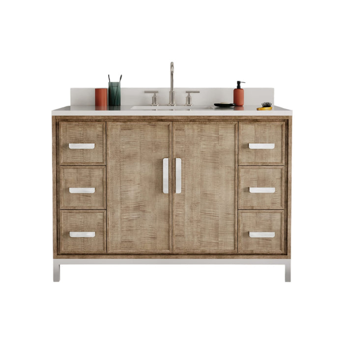 48-Inch Peregrine Quartz Bathroom Vanity Lustrous Walnut Single Sink Soft Close