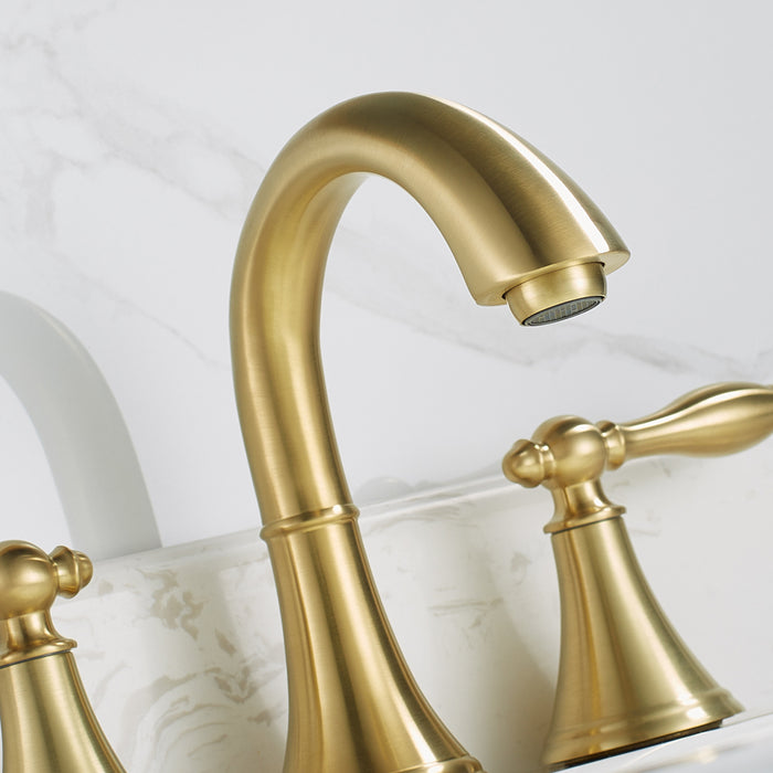 8-Inch Kairo Widespread Bathroom Faucet – Dual Handle Classic Sink Tap with Elegant Curved Spout