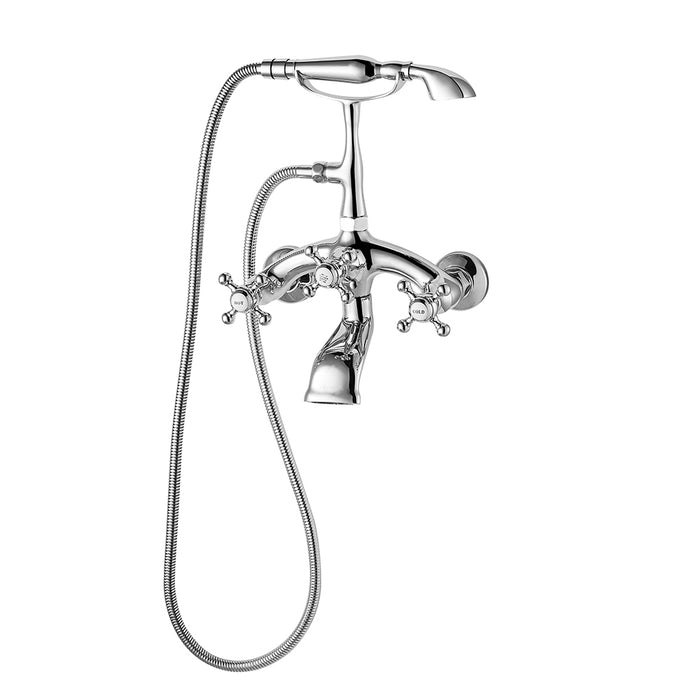 Savant Wall Mount Tub Faucet – Transitional Bathtub Filler with Adjustable Center and Cross Handles
