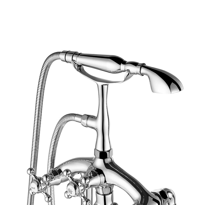 Savant Wall Mount Tub Faucet – Transitional Bathtub Filler with Adjustable Center and Cross Handles