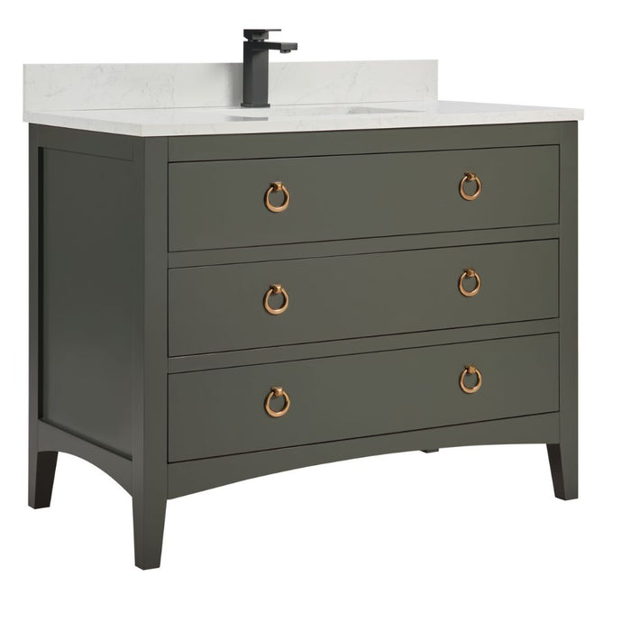 Lavin 42" Single Sink Vanity in Pewter Green – Freestanding Wood Cabinet with Stone Top